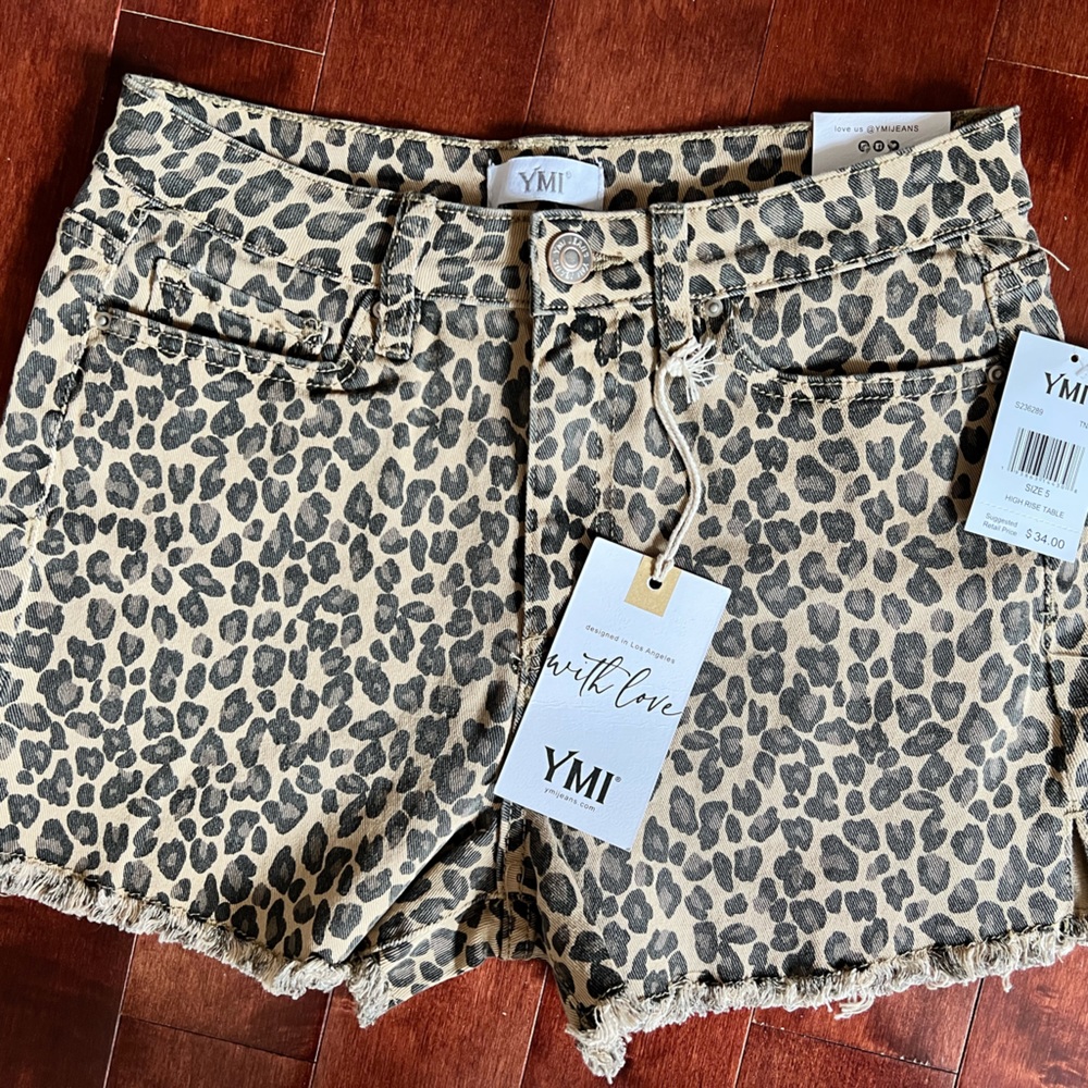 NWT YMI Cheetah Print Denim Shorts